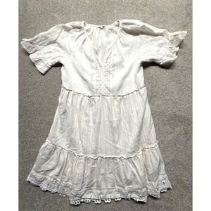 KATE & SAM White‎ Eyelet Tiered Embroidered V Neck Mini Dress Size Medium